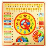 Dřevěné hračky Bigjigs Toys Kalendář s hodinami