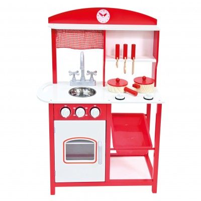 Dřevěné hračky Bino Dětská kuchyňka s příslušenstvím červená