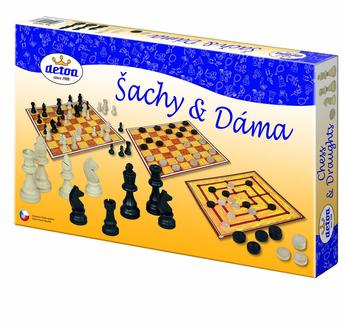 Dřevěné hračky Detoa Šachy a dáma
