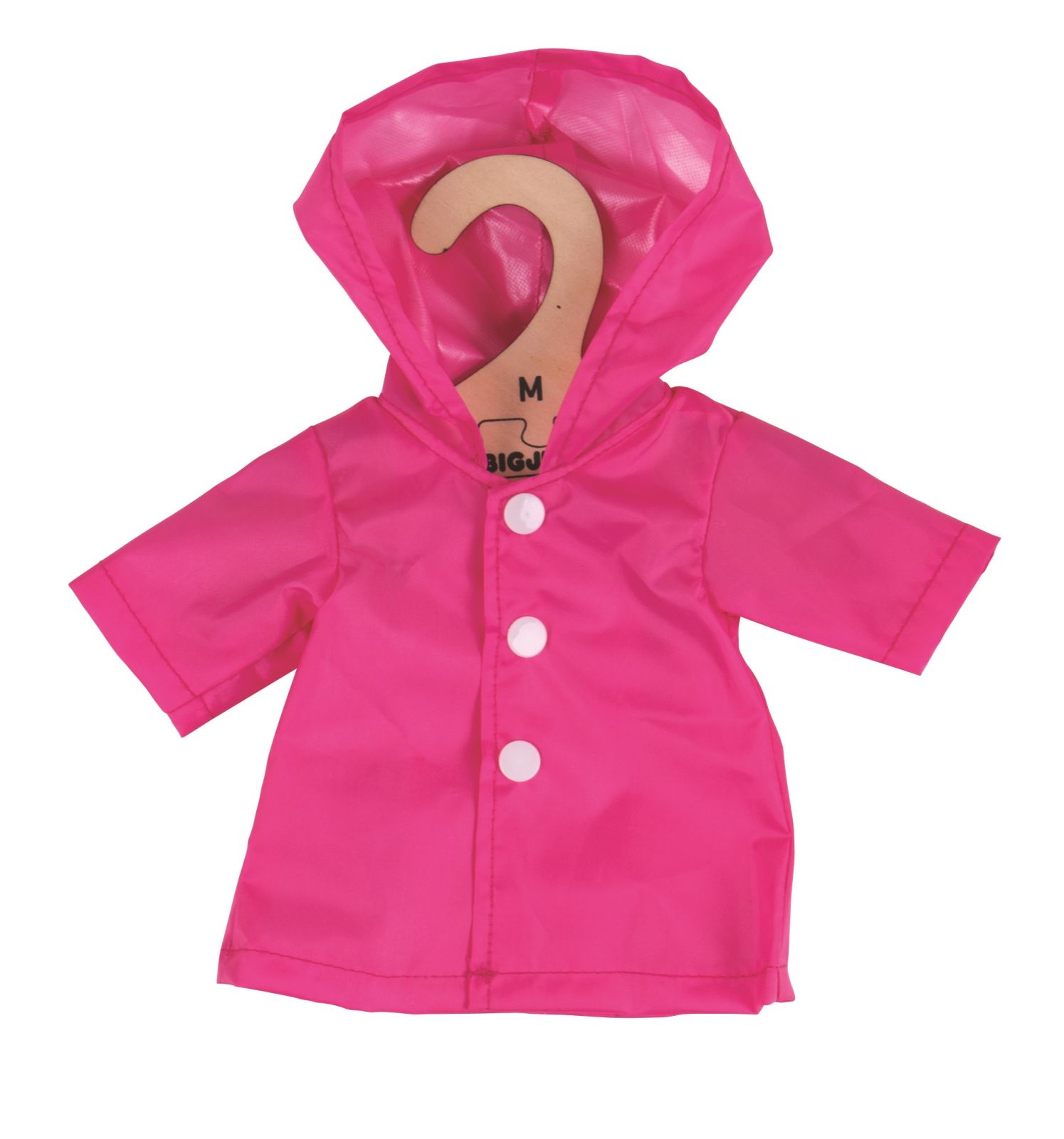 Dřevěné hračky Bigjigs Toys Růžový kabátek pro panenku 34 cm