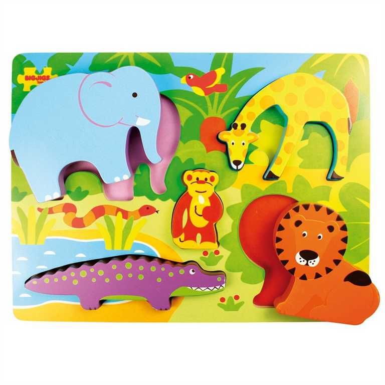 Dřevěné hračky Bigjigs Toys Dřevěné vkládací puzzle Safari