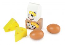 Dřevěné hračky Tidlo Dřevěná bedýnka s mléčnými výrobky a vejci