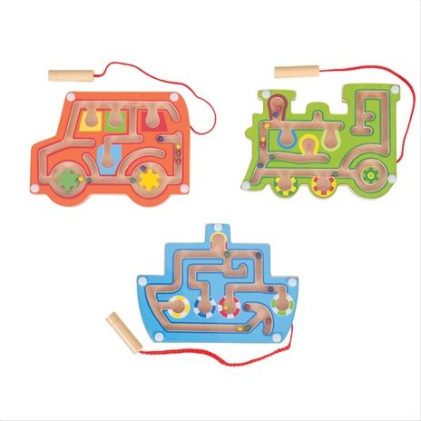 Dřevěné hračky Bigjigs Toys dřevěný magnetický labyrint 1ks oranžová