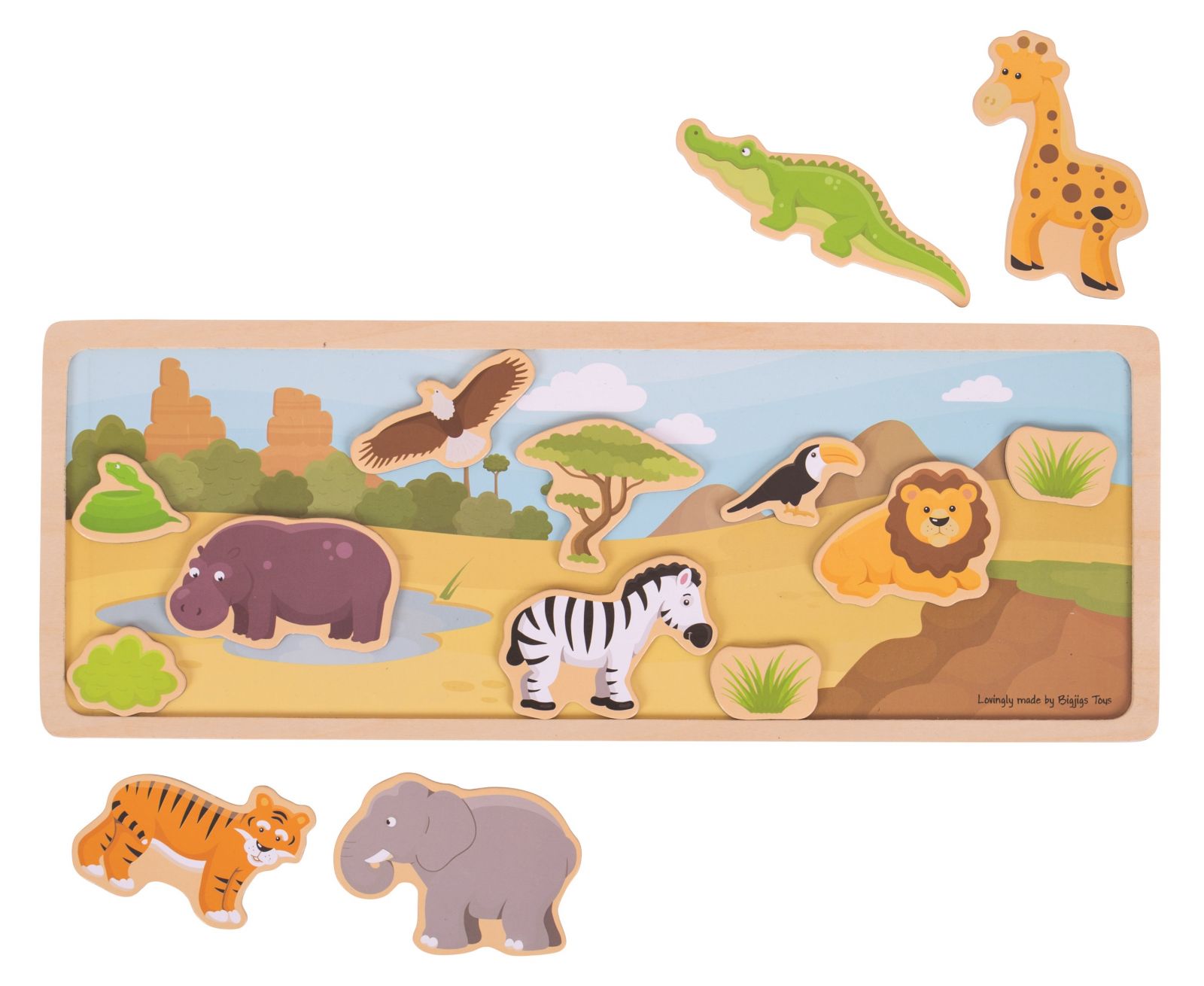 Dřevěné hračky Bigjigs Toys Magnetické puzzle safari