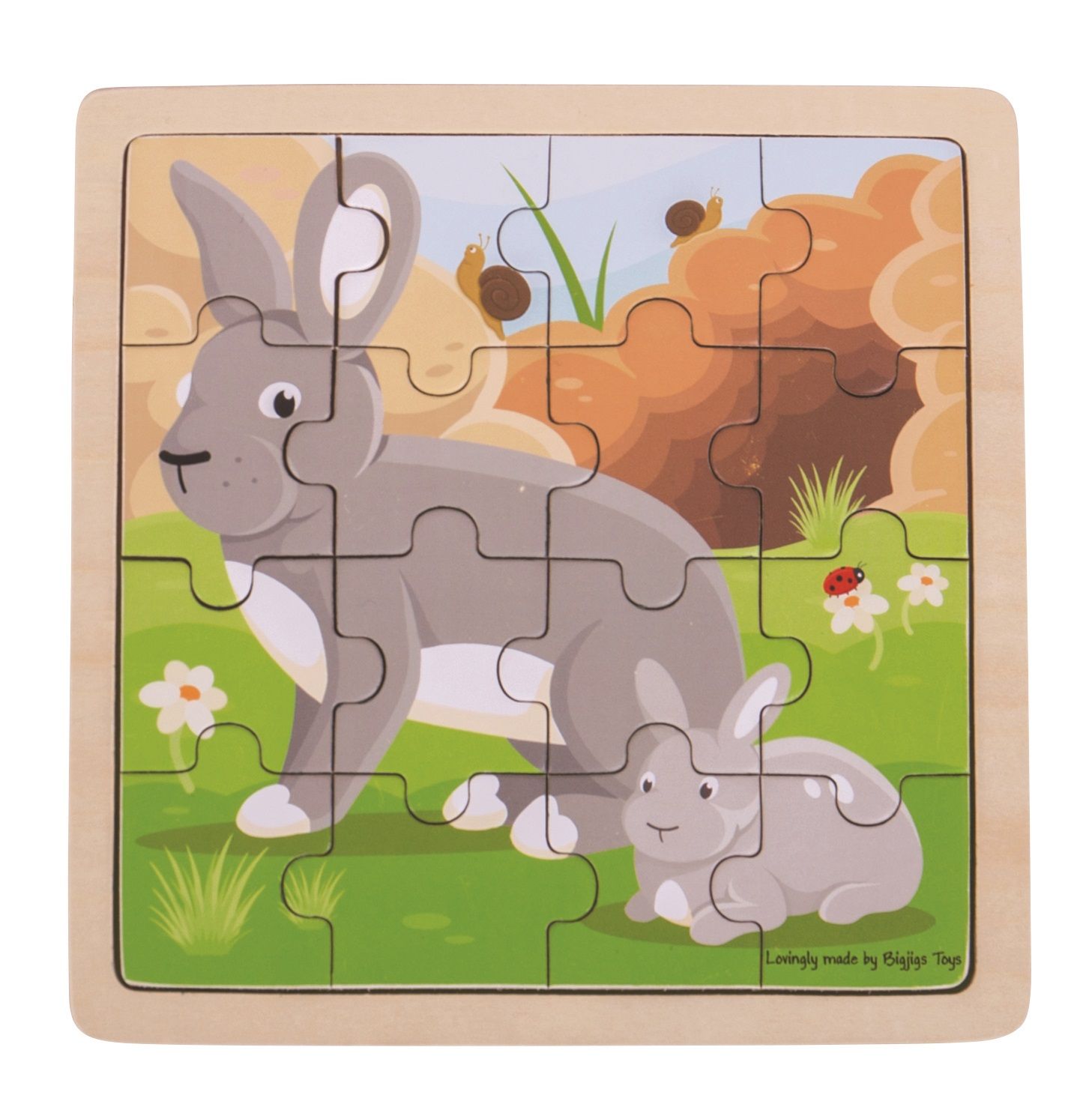 Dřevěné hračky Bigjigs Toys Puzzle králík s králíčkem