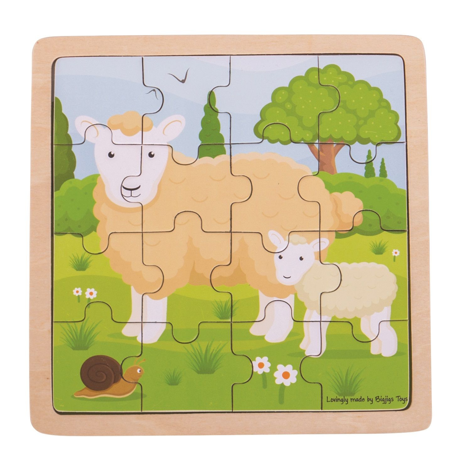 Dřevěné hračky Bigjigs Toys puzzle - Ovečka s jehňátkem