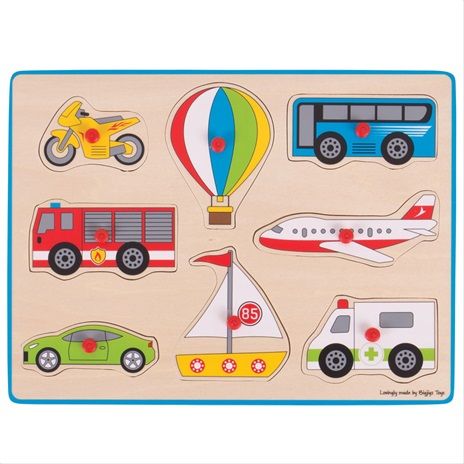 Dřevěné hračky Bigjigs Toys Vkládací puzzle dopravní prostředky