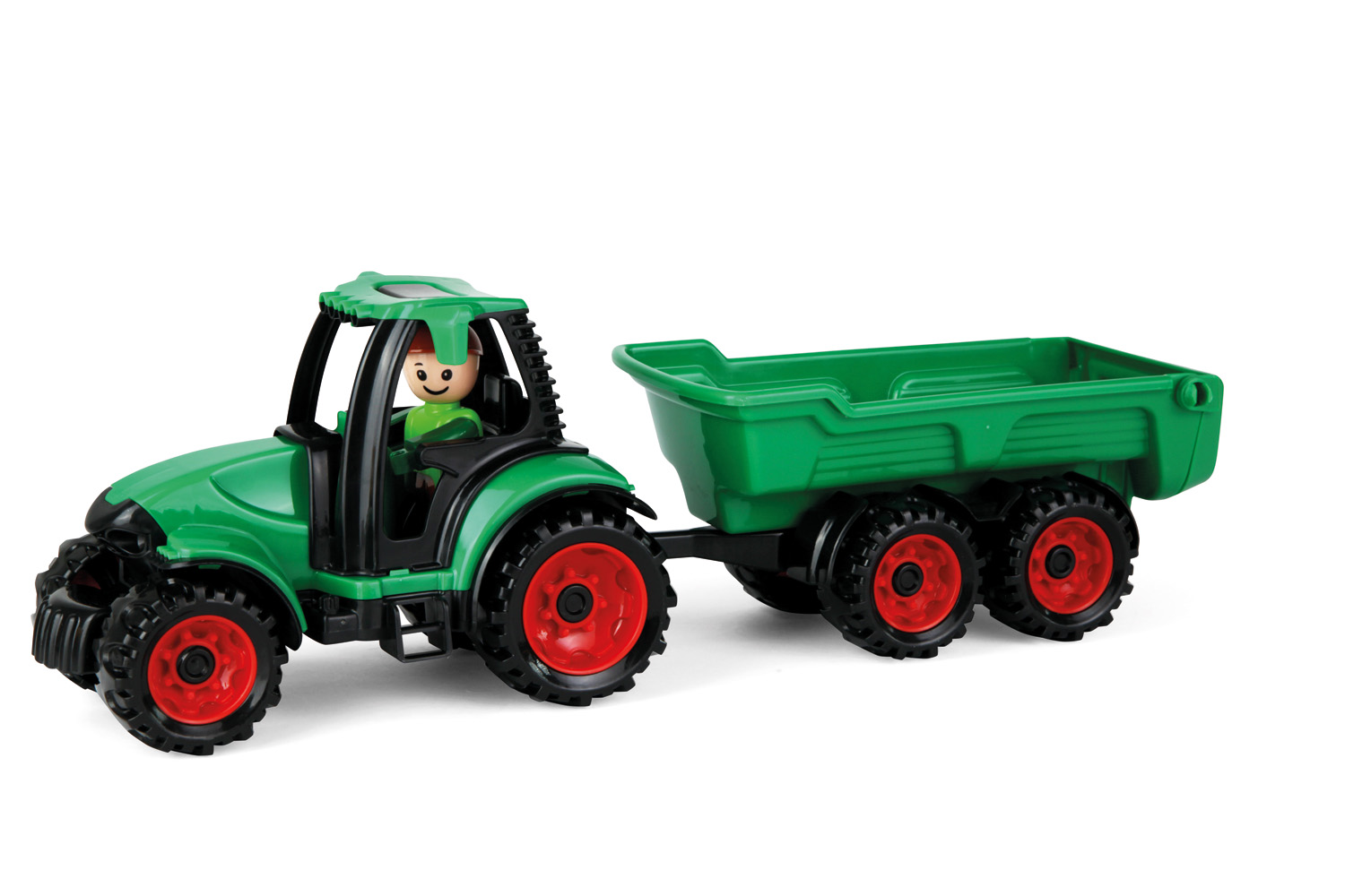 Dřevěné hračky Lena Truckies traktor s vlečkou