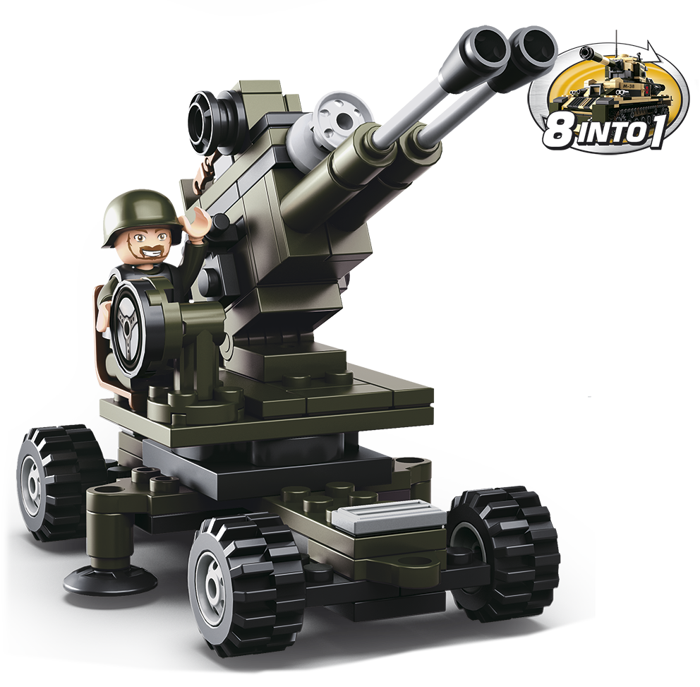 Dřevěné hračky Sluban Army 8into1 M38-B0587E Dělostřelec
