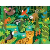 Dřevěné hračky Petit Collage Podlahové puzzle deštný prales