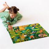 Dřevěné hračky Petit Collage Podlahové puzzle deštný prales