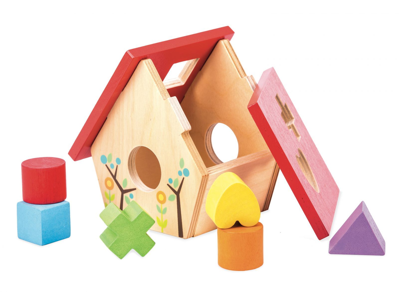 Dřevěné hračky Le Toy Van Petilou Ptačí budka s tvary
