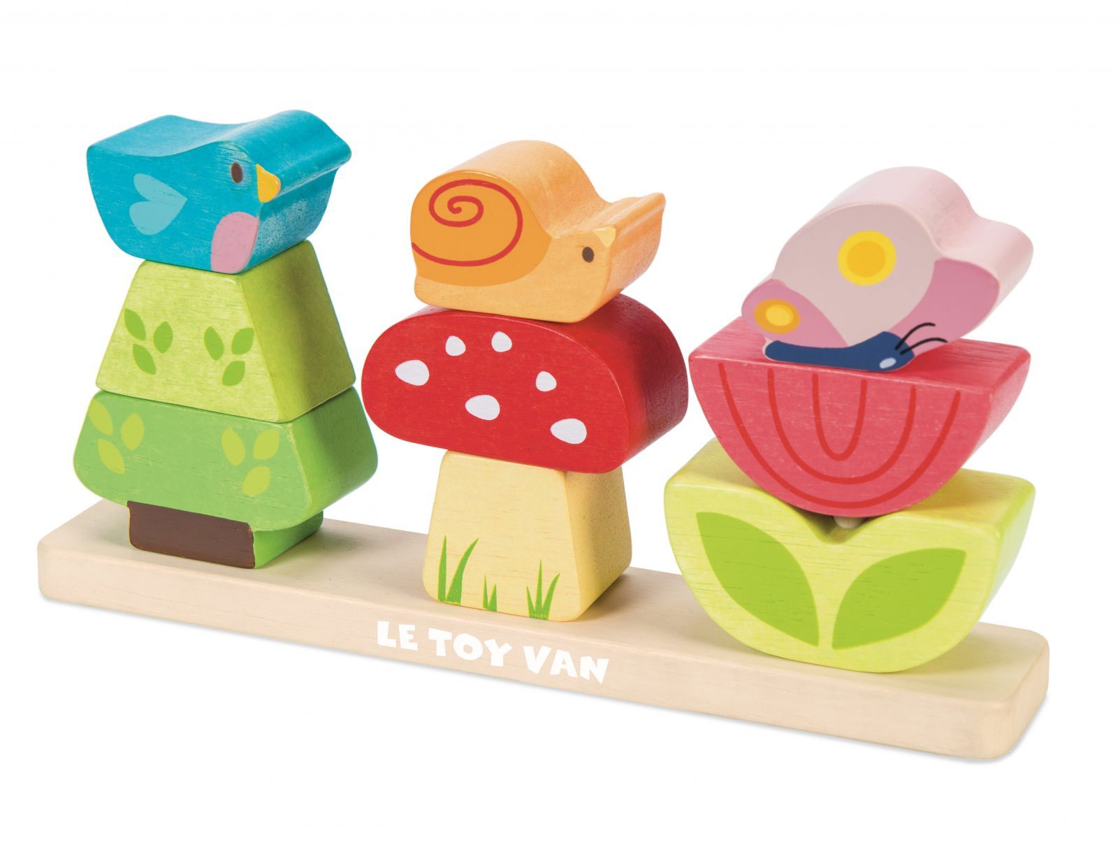 Dřevěné hračky Le Toy Van Petilou skládací kostky veselá zahrádka