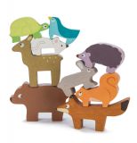 Dřevěné hračky Le Toy Van Petilou Skládací věž zvířátka