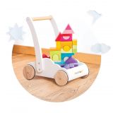 Dřevěné hračky Le Toy Van Petilou Vozík s duhovými kostkami