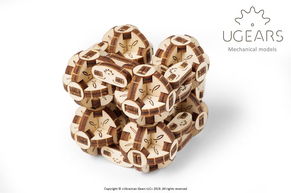 Dřevěné hračky Ugears 3D dřevěné mechanické puzzle Kostka Flexi