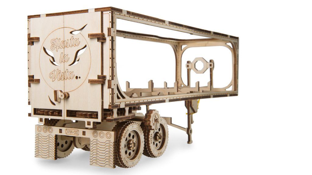 Dřevěné hračky Ugears 3D dřevěné mechanické puzzle Návěs pro tahač Heavy Boy