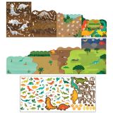 Dřevěné hračky Petit Collage Znovupoužitelné samolepky se scénou Dinosauři