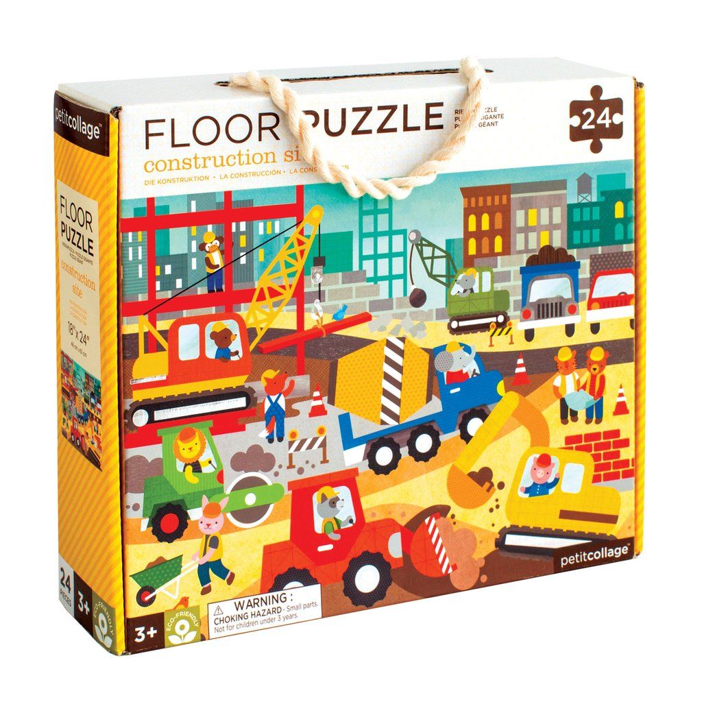 Dřevěné hračky Petit Collage Podlahové puzzle stavba ve městě