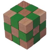 Dřevěné hračky Dřevěný hlavolam kostka zelená velká Česká dřevěná hračka