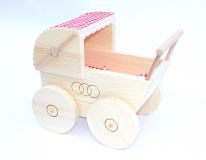 Dřevěné hračky Kočárek pro panenky přírodní Česká dřevěná hračka