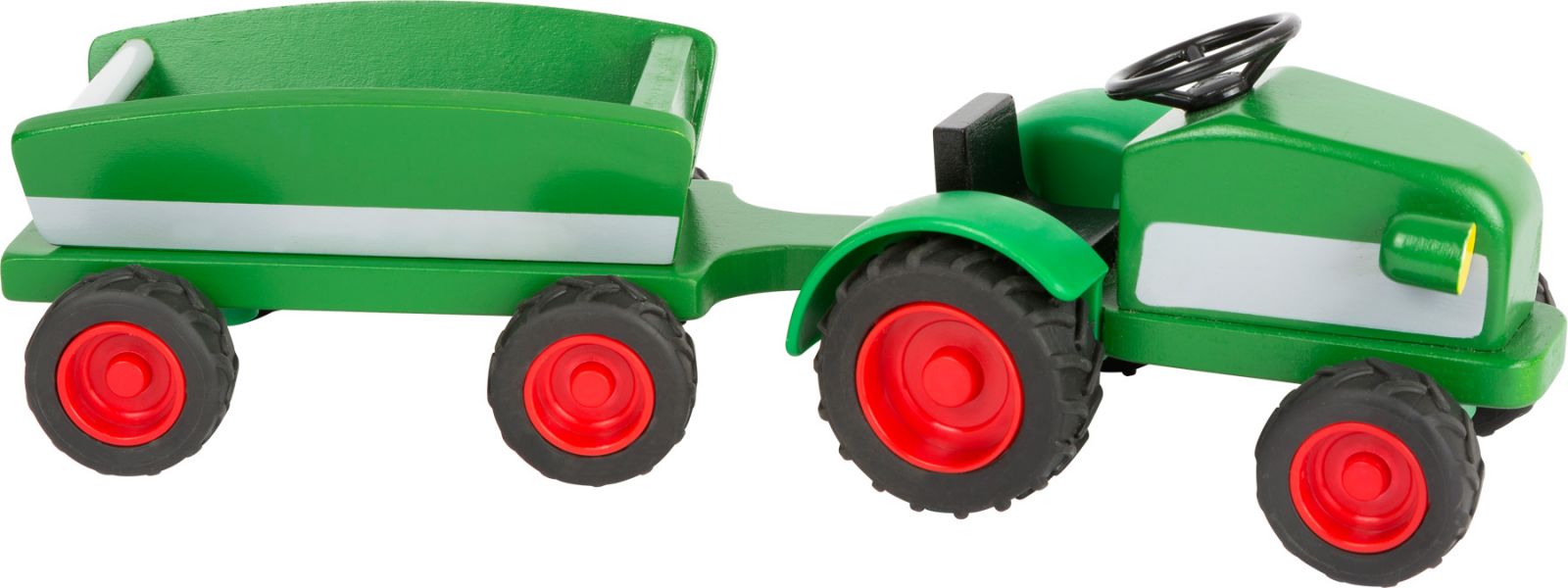 Dřevěné hračky small foot Dřevěný traktor s vlečkou zelený