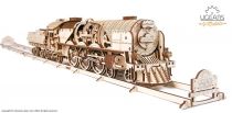 Dřevěné hračky Ugears 3D dřevěné mechanické puzzle V-Express parní lokomotiva 4-6-2 s tendrem