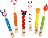 Dřevěné hračky Dětská dřevěná píšťalka zvířátka 1ks červená Small foot by Legler