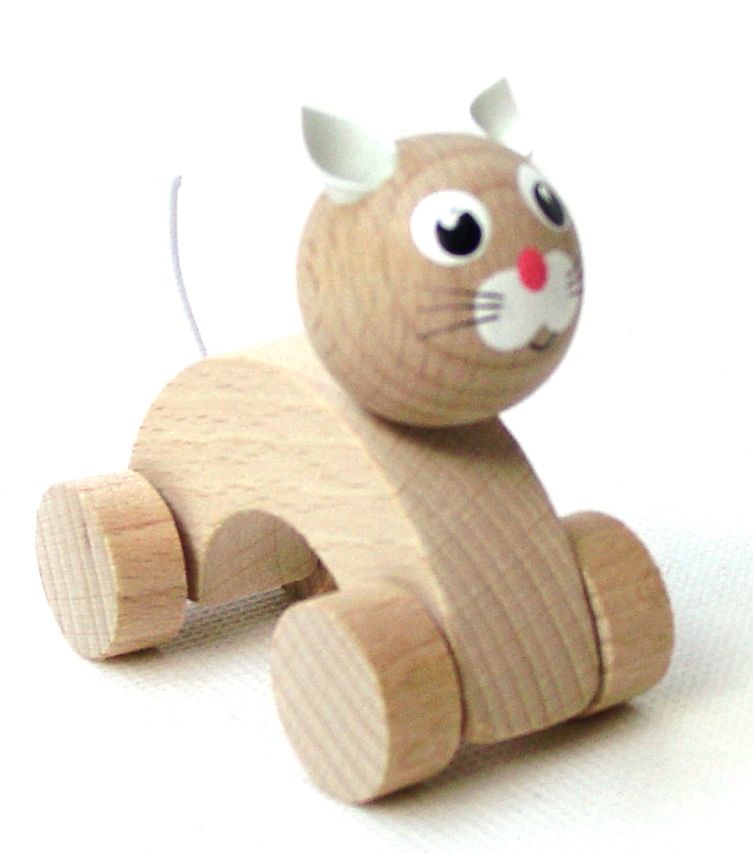 Dřevěné hračky Jezdící zvířátka na kolečkách – Kočka Česká dřevěná hračka