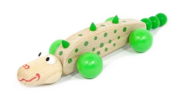 Dřevěné hračky Jezdící zvířátka na kolečkách – Krokodýl Česká dřevěná hračka
