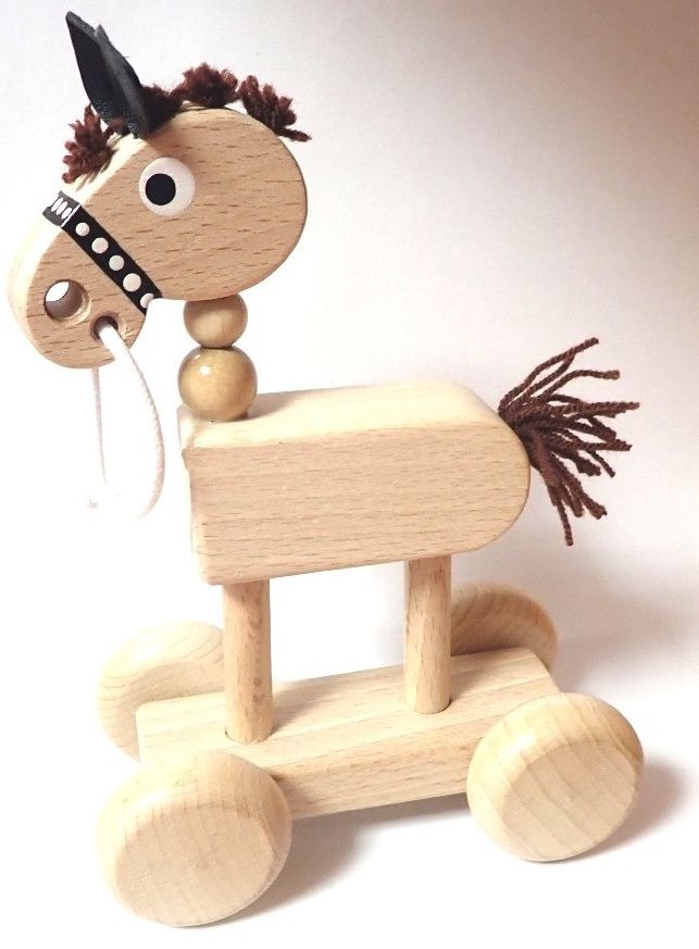 Dřevěné hračky Jezdící zvířátka na kolečkách – Kůň Česká dřevěná hračka