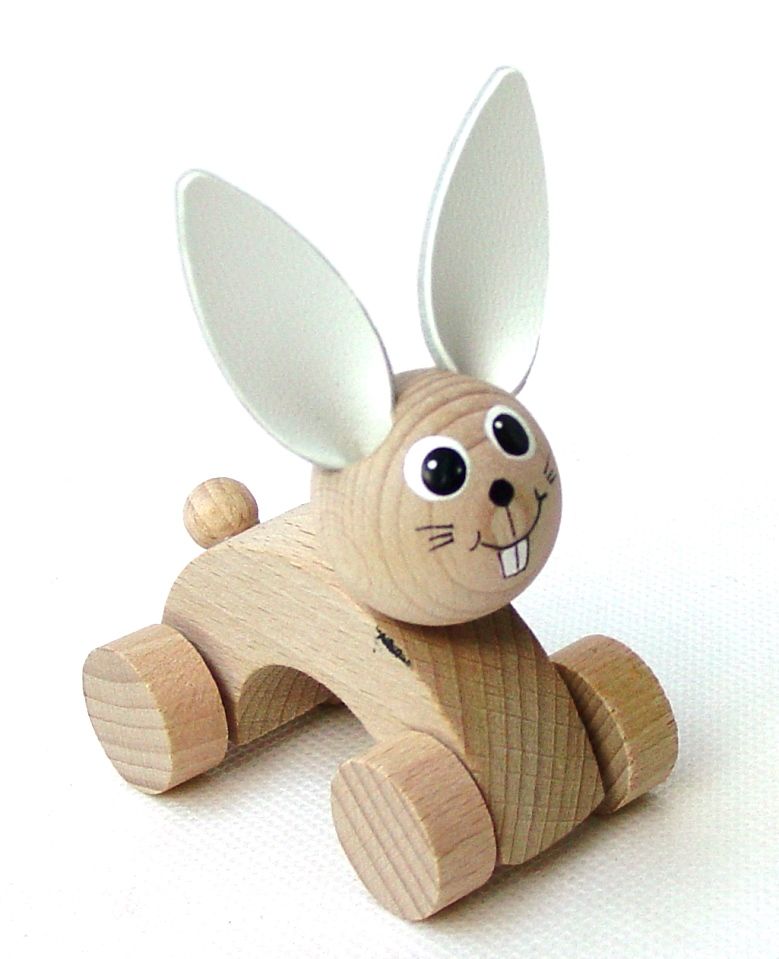 Dřevěné hračky Jezdící zvířátka na kolečkách – Zajíc Česká dřevěná hračka