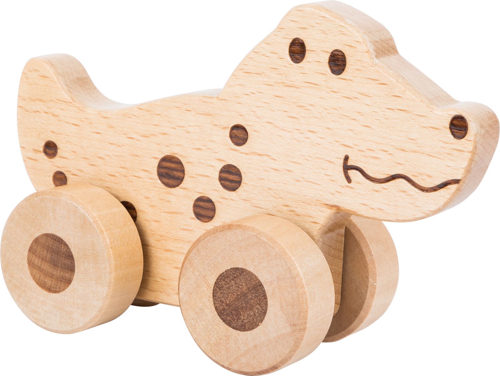 Dřevěné hračky small foot Dřevěné zvířátko na kolečkách 1ks krokodýl