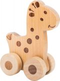 Dřevěné hračky small foot Dřevěné zvířátko na kolečkách 1ks žirafa
