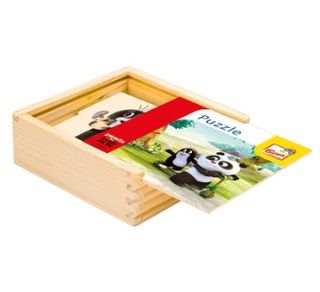 Dřevěné hračky Bino Puzzle přírodní Krtek a Panda