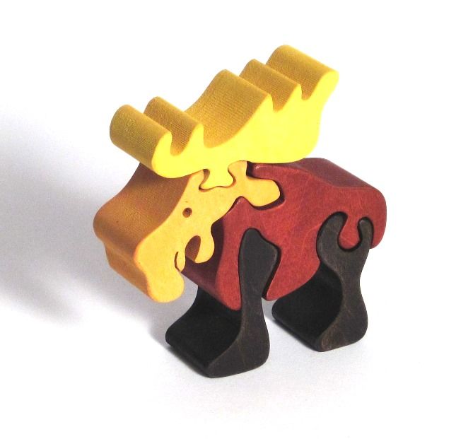 Dřevěné hračky Fauna Dřevěné vkládací puzzle z masivu malý los