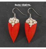 Živé šperky - Náušnice Tulipán červené s trvalými bílými kvšty