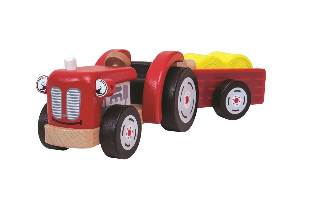 Dřevěné hračky Tidlo Dřevěný traktor s vlečkou