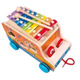 Dřevěné hračky Bino Auto vkládačka s xylofonem