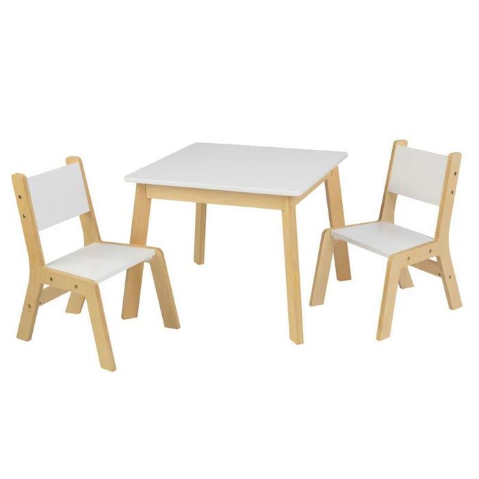 Dřevěné hračky KidKraft Moderní set stůl a 2 židle bílé