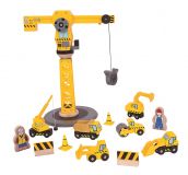 Dřevěné hračky Bigjigs Rail Jeřáb a stavební stroje