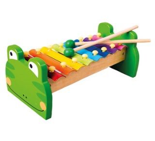 Dřevěné hračky Bino Kovový xylofon žabka