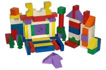 Dřevěné hračky EkoToys Dřevěné kostky barevné 100 ks