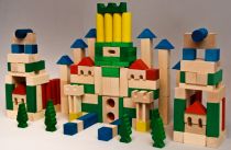 Dřevěné hračky EkoToys Dřevěné kostky barevné 180 ks