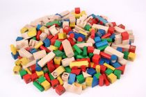 Dřevěné hračky EkoToys Dřevěné kostky barevné 500 ks
