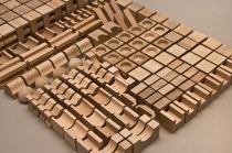 Dřevěné hračky EkoToys Dřevěné kostky přírodní 220 ks XL