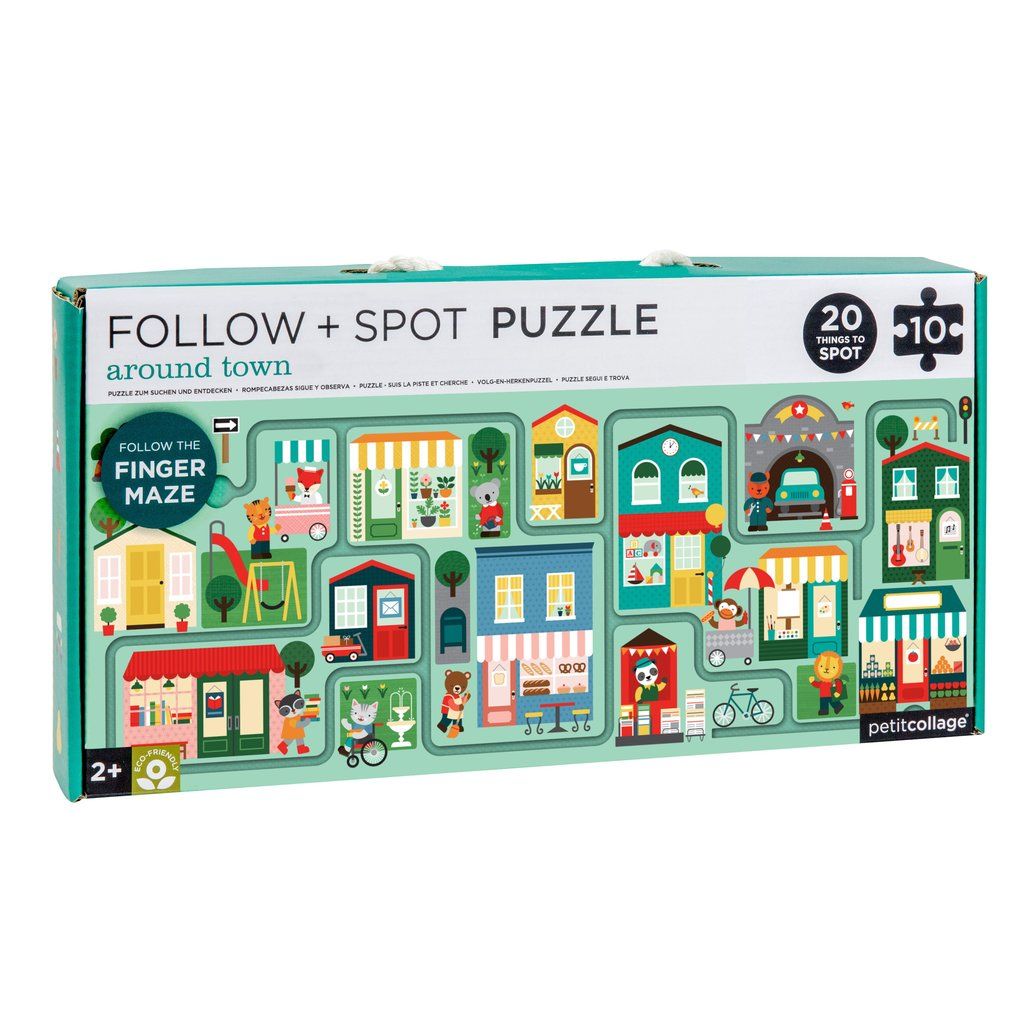 Dřevěné hračky Petit Collage Bludiště a puzzle Město