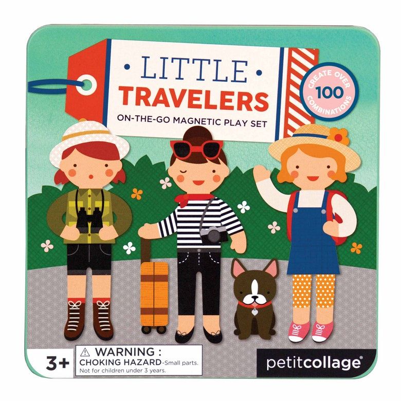 Dřevěné hračky Petit Collage Magnetická knížka Cestování