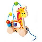 Dřevěné hračky Bino Labyrint s korálky žirafa