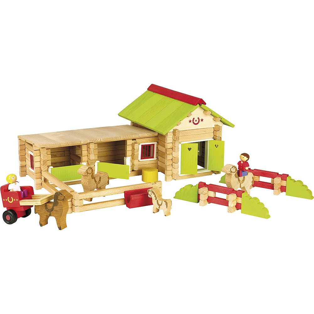 Dřevěné hračky Jeujura Dřevěná stavebnice 180 dílů Jízdárna